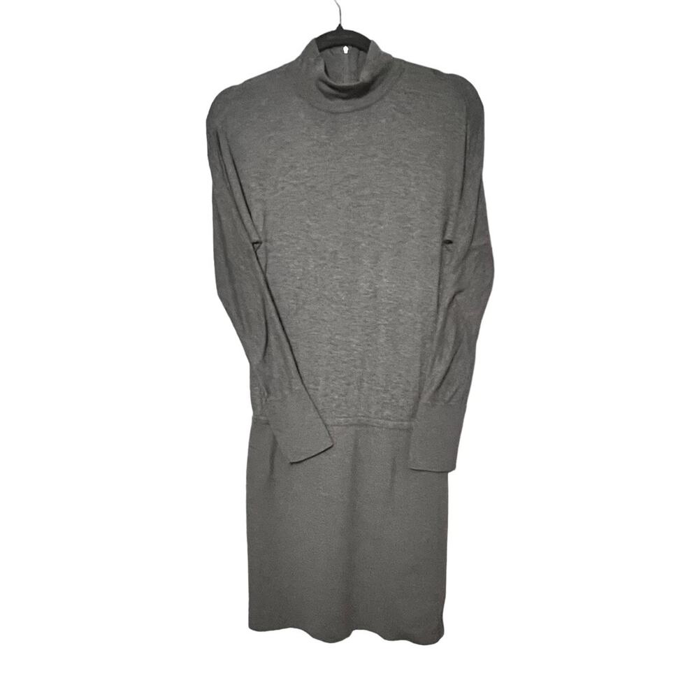 White House Black Market Gray Mock Neck Long Sleeve Dress Womens Small